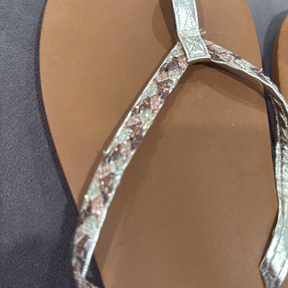 Brown and Gold Flip Flops - Picture 3 of 5